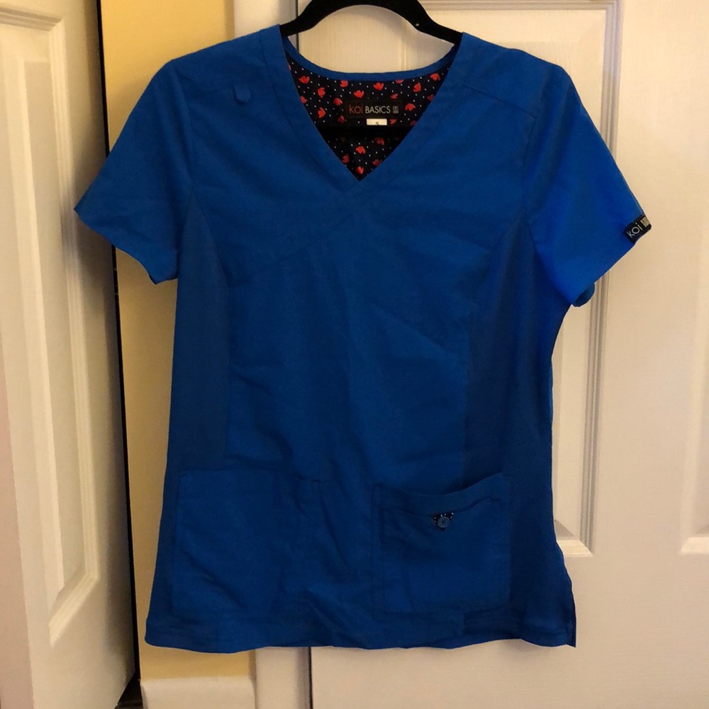 Koi Basics royal blue scrub top